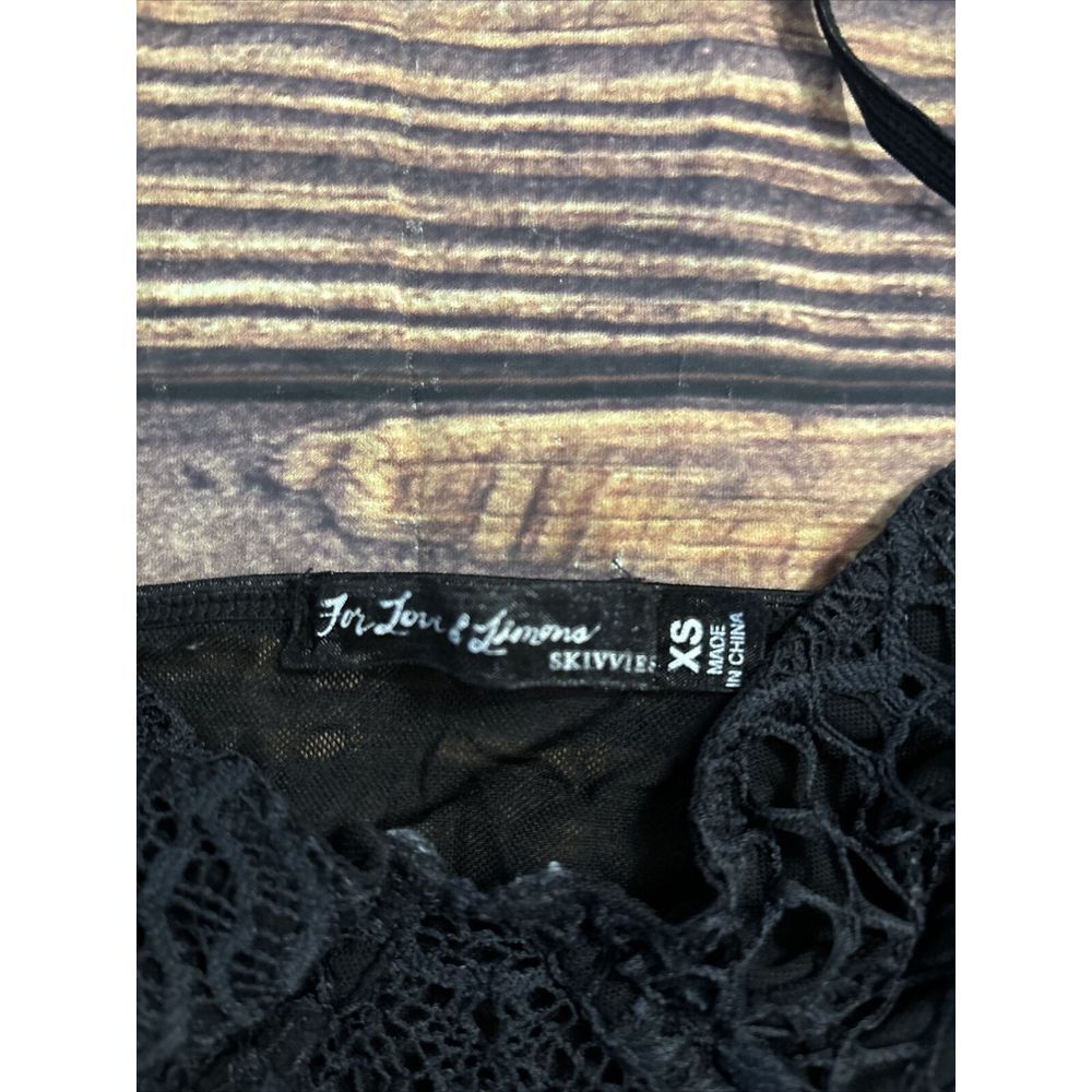 For Love & Lemons Skivvies Bat Your Lashes Lacy  Underwire Bra Black XS